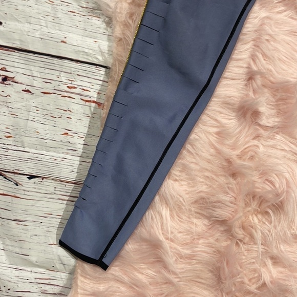 ULTRACOR Slash Ombre Navy Gold Racer Stripe Performance Leggings Stripe - Picture 7 of 10